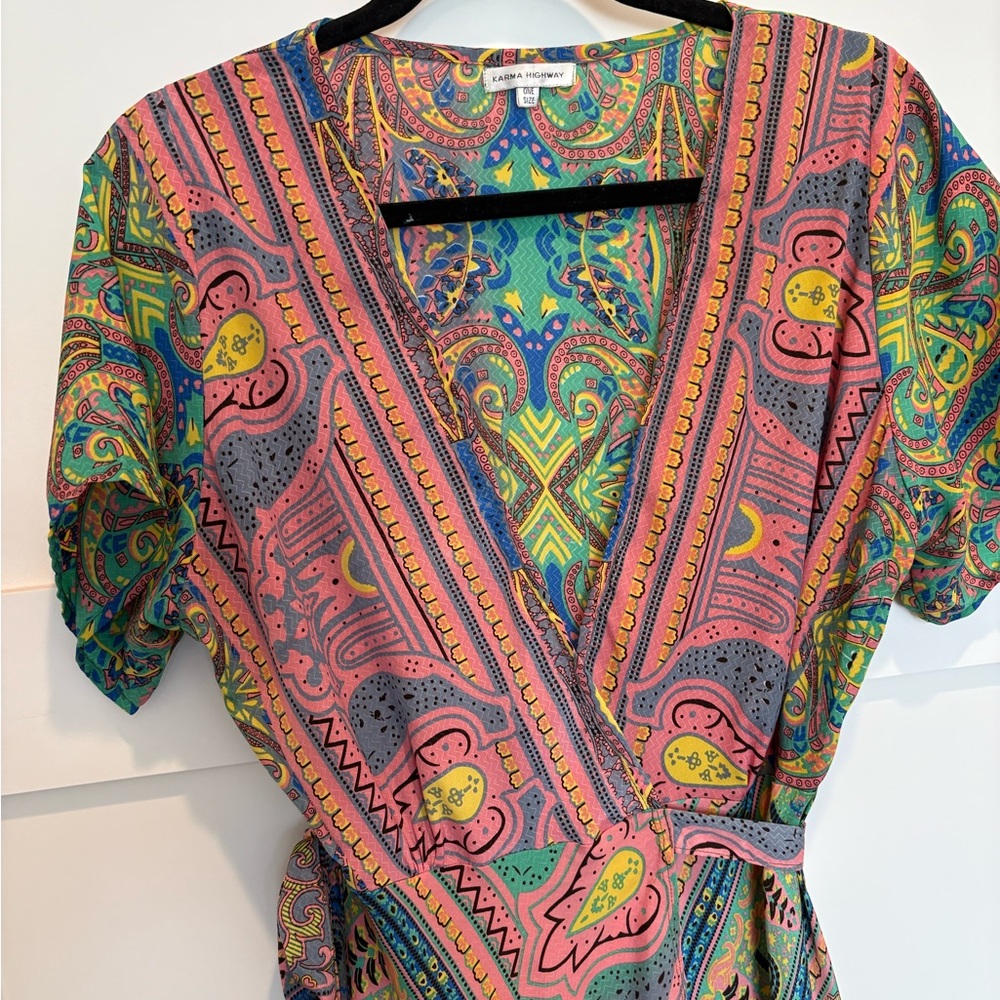 Karma highway wrap tie silk dress. - Picture 6 of 6